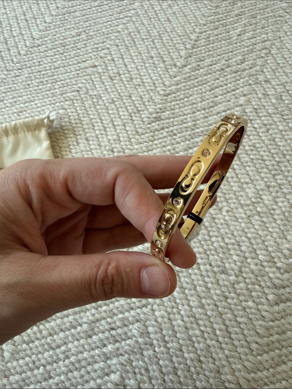 NWT COACH Gold Toned Bangle Bracelet with Dust Bag